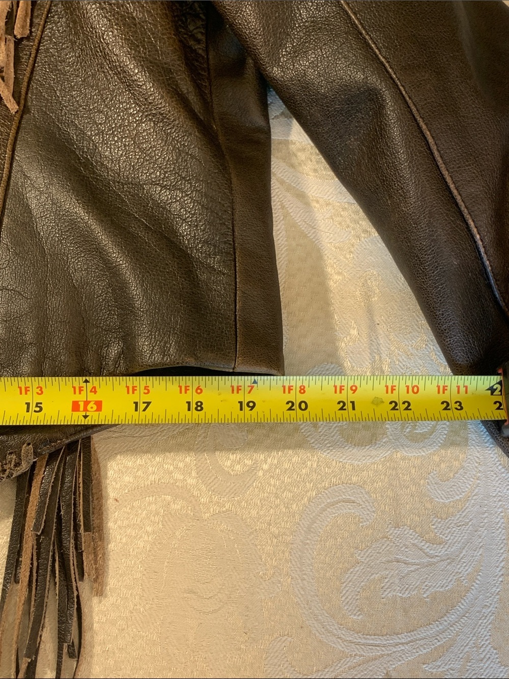 Brown Beaded Fringe Leather fully Lined Jacket with Western Feel - Picture 13 of 15